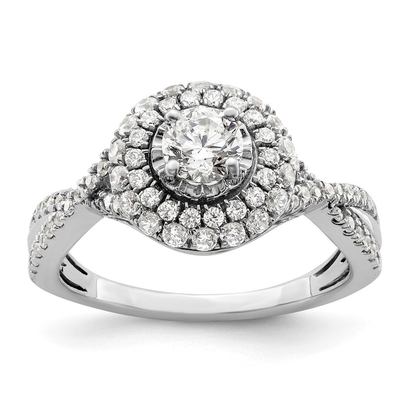 10K White Gold Eternal Promise Lab Grown VS/SI+ G+ Dia Halo Complete Ring