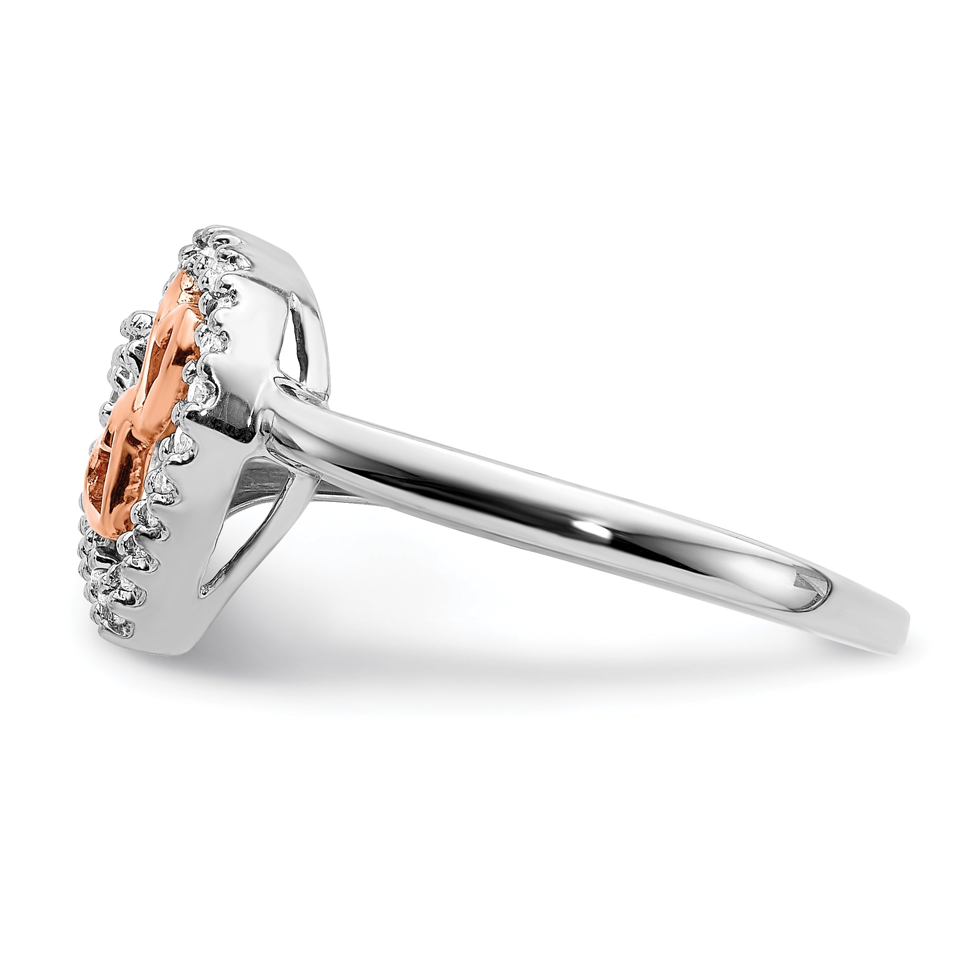14K White/Rose Gold White And Rose Diamond Heart Ring
