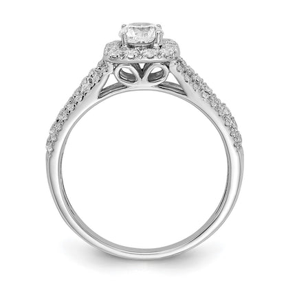 14k White Gold 1 Ct. Lab Grown Diamond VS/SI+ G+ Round Halo Engagement Ring