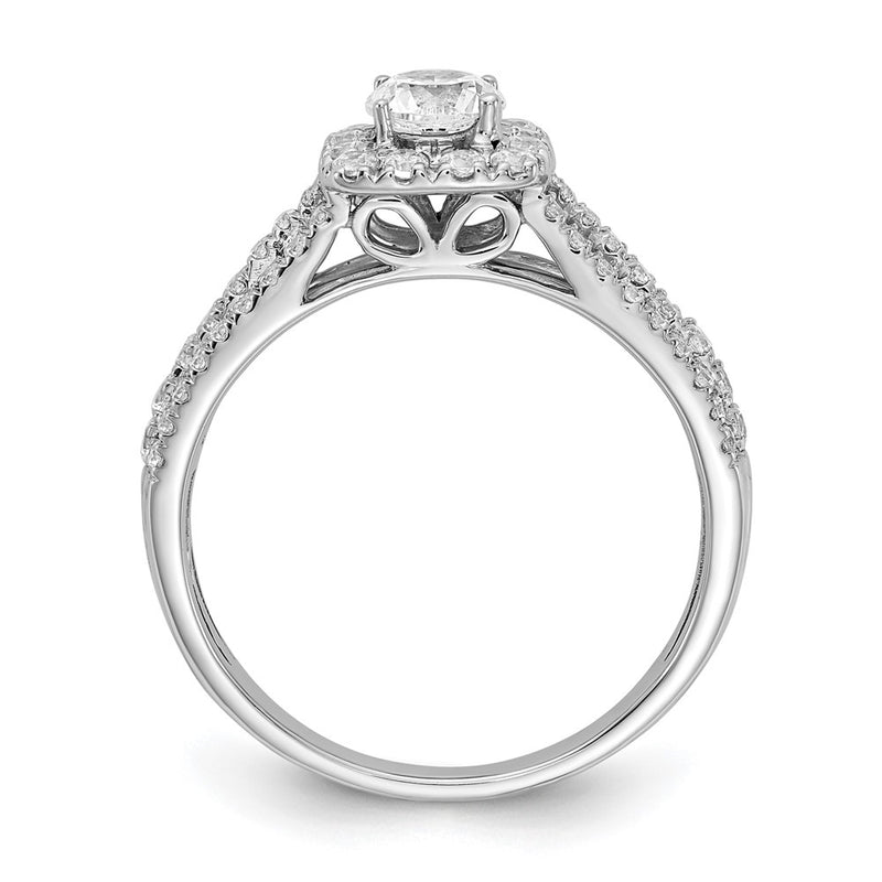 14k White Gold 1 Ct. Lab Grown Diamond VS/SI+ G+ Round Halo Engagement Ring