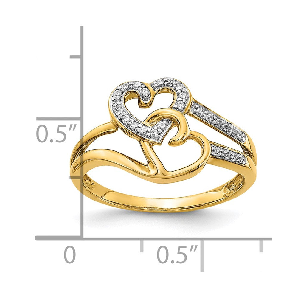 10K Yellow Gold 10K Diamond Hearts Ring