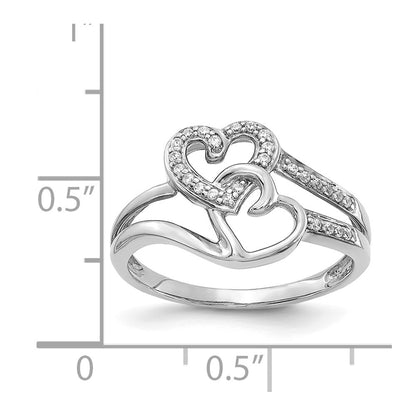 14K White Gold Diamond Hearts Ring