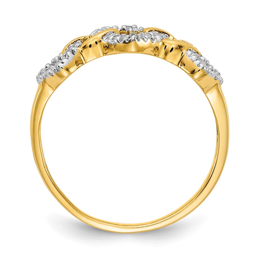 14K Yellow Gold Diamond Triple Heart Ring