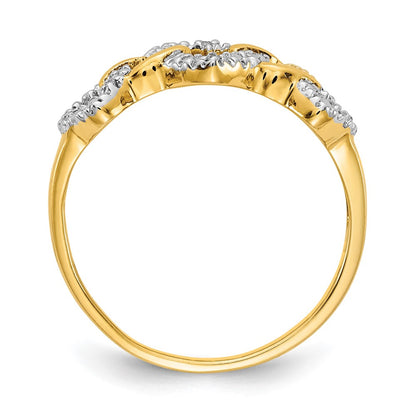 14K Yellow Gold Diamond Triple Heart Ring