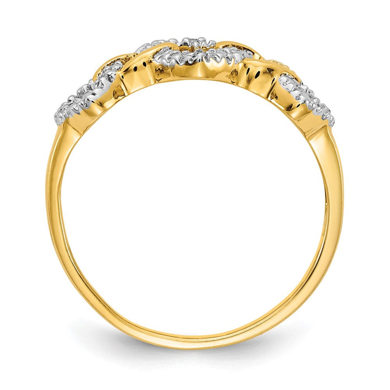 14K Yellow Gold Diamond Triple Heart Ring