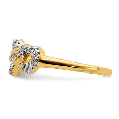 14K Yellow Gold Diamond Triple Heart Ring