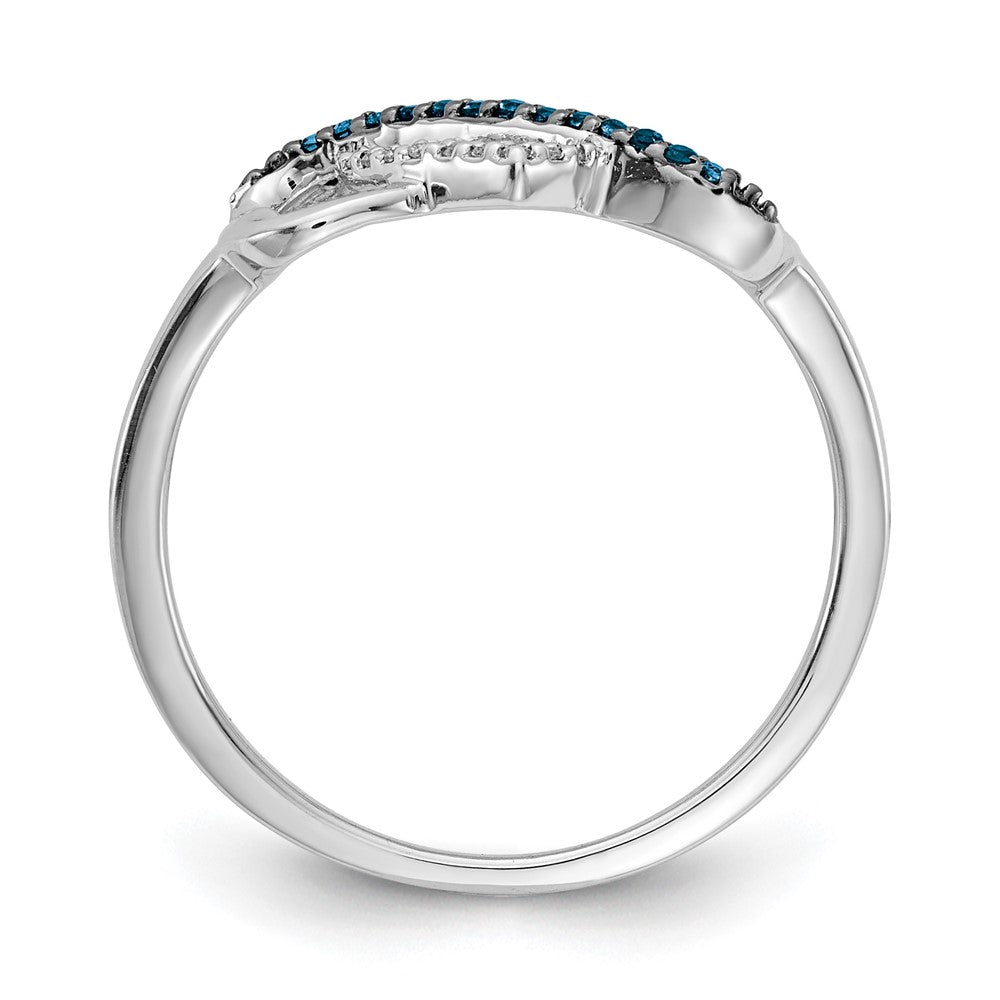 14K White Gold Blue And Diamond Infinity Heart Ring