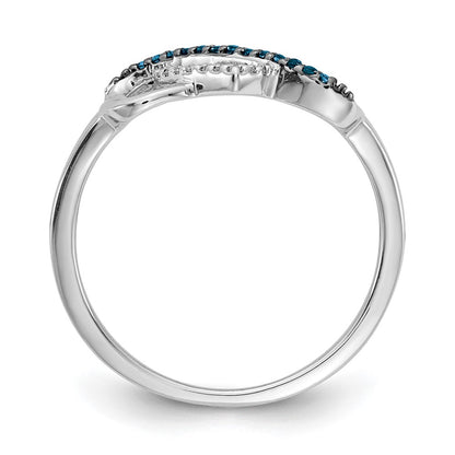 14K White Gold Blue And Diamond Infinity Heart Ring