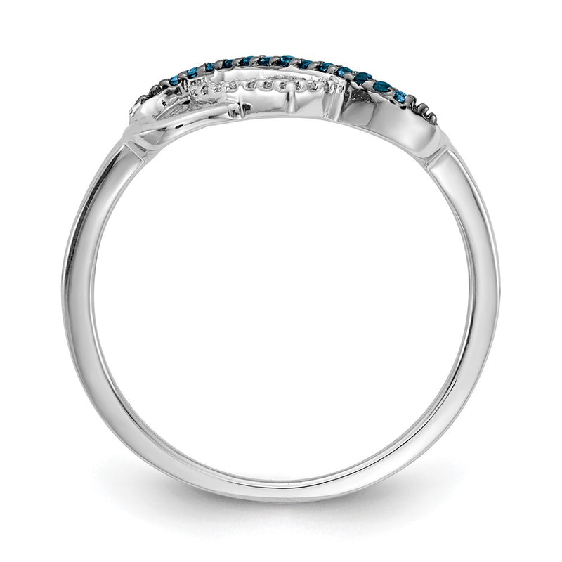 14K White Gold Blue And Diamond Infinity Heart Ring