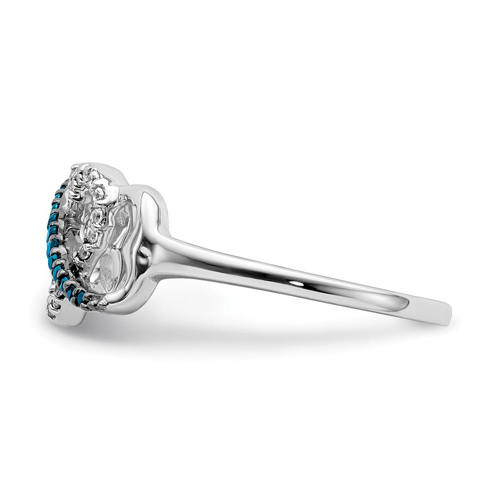 14K White Gold Blue And Diamond Infinity Heart Ring