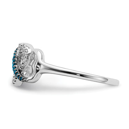 14K White Gold Blue And Diamond Infinity Heart Ring