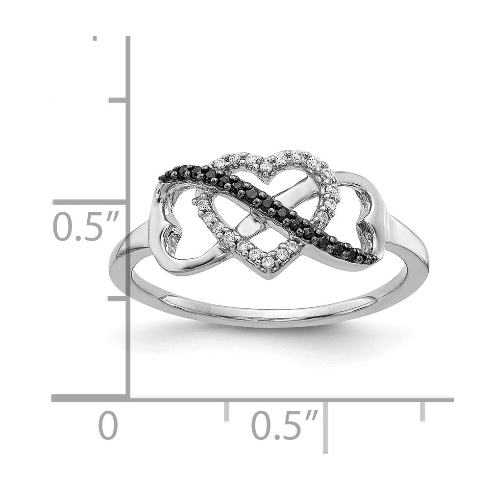 10K White Gold 10K Black And Diamond Infinity Heart Ring