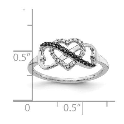 10K White Gold 10K Black And Diamond Infinity Heart Ring