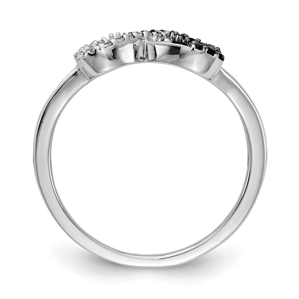 14K White Gold Black And Diamond Infinity Heart Ring