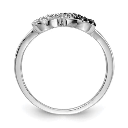 14K White Gold Black And Diamond Infinity Heart Ring