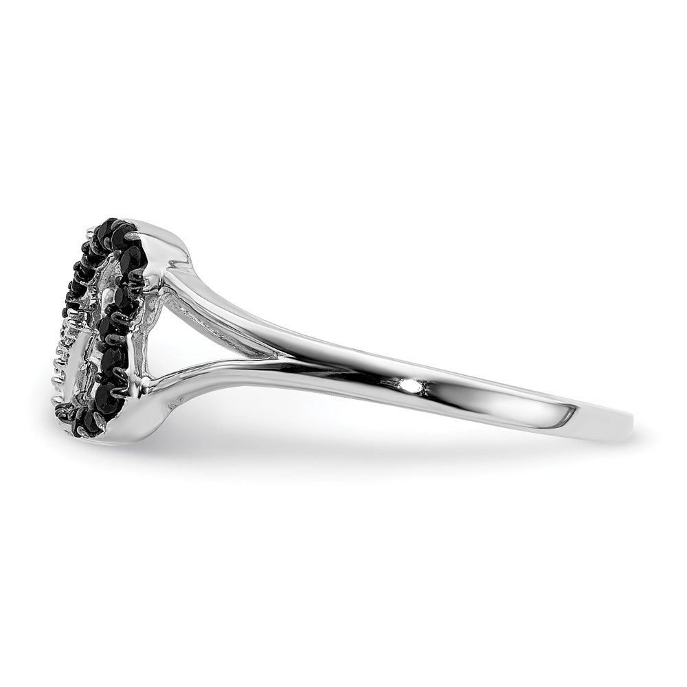 14K White Gold Black And Diamond Infinity Heart Ring