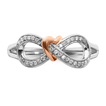 14K Two Tone Diamond Infinity Heart Ring