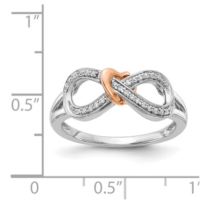 14K Two Tone Diamond Infinity Heart Ring