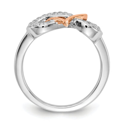 14k Two-Tone Rose and White Gold 1/6 Ct. Lab Grown Diamond VS/SI+ G+ Infinity Heart Symbol Ring