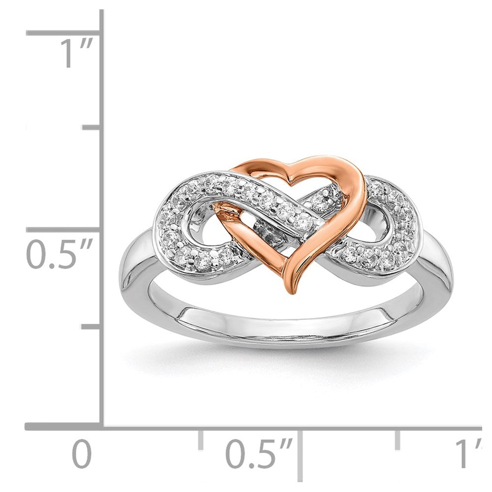 14K Two Tone Diamond Heart Infinity Symbol Ring