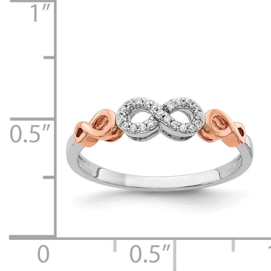 14K Rose Gold White Rhodium Diamond Infinity Ring