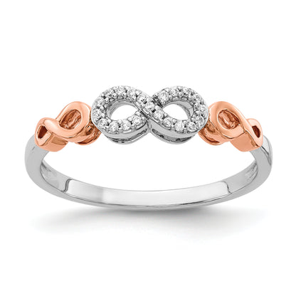 14K Rose Gold White Rhodium Diamond Infinity Ring