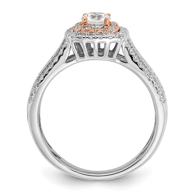 10k Two-Tone Rose and White Gold 7/8 Ct. Lab Grown Diamond VS/SI+ G+ Round Fancy Halo Engagement Ring