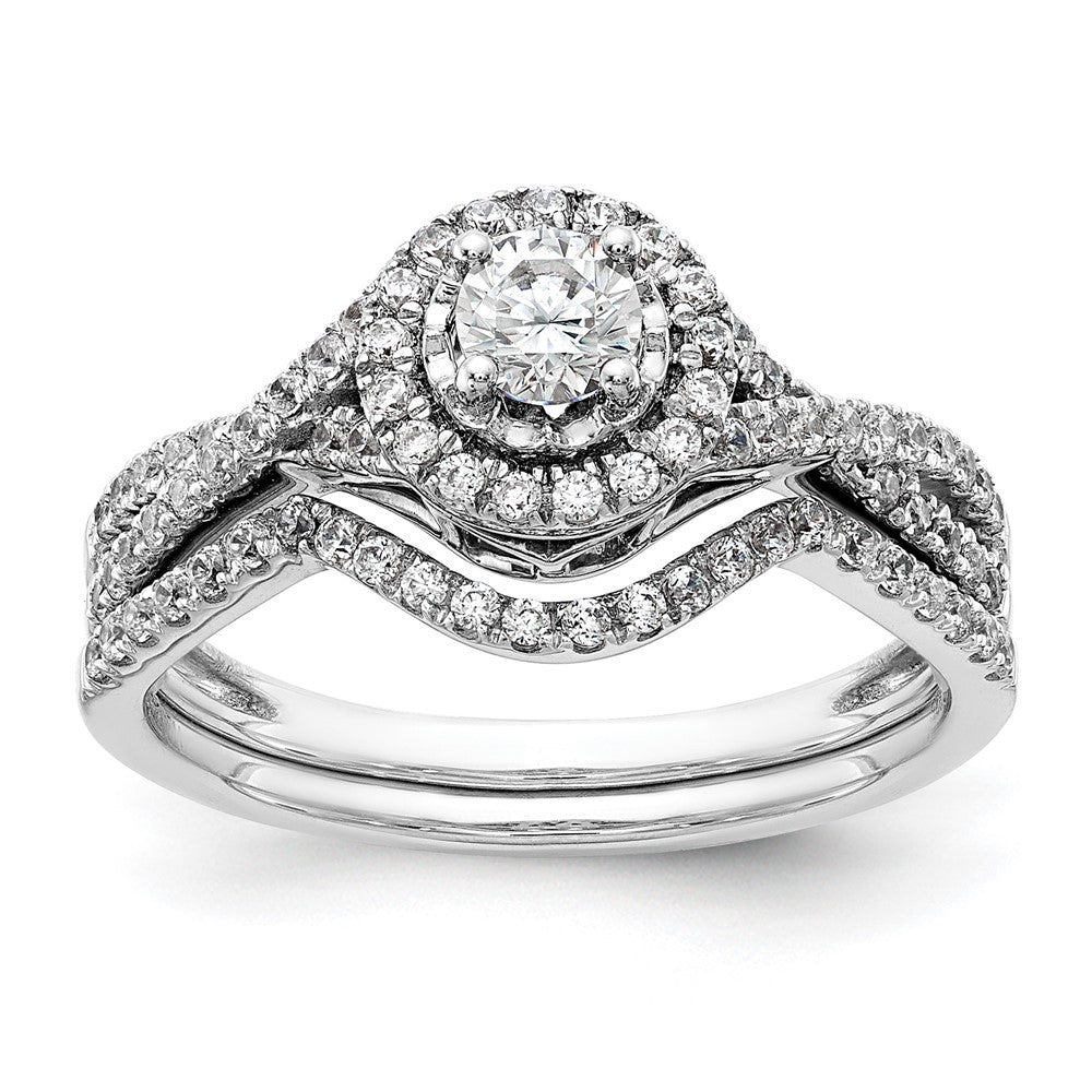 14K White Gold Eternal Promise Lab Grown VS/SI+ G+ Diamond Halo Ring