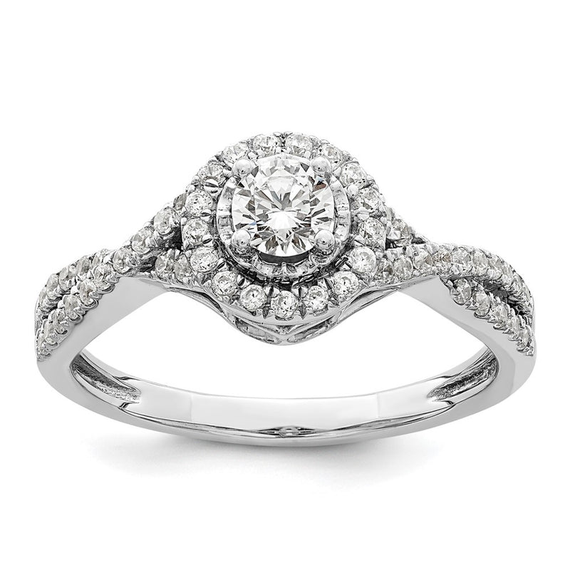 14K White Gold Eternal Promise Lab Grown VS/SI+ G+ Diamond Halo Ring