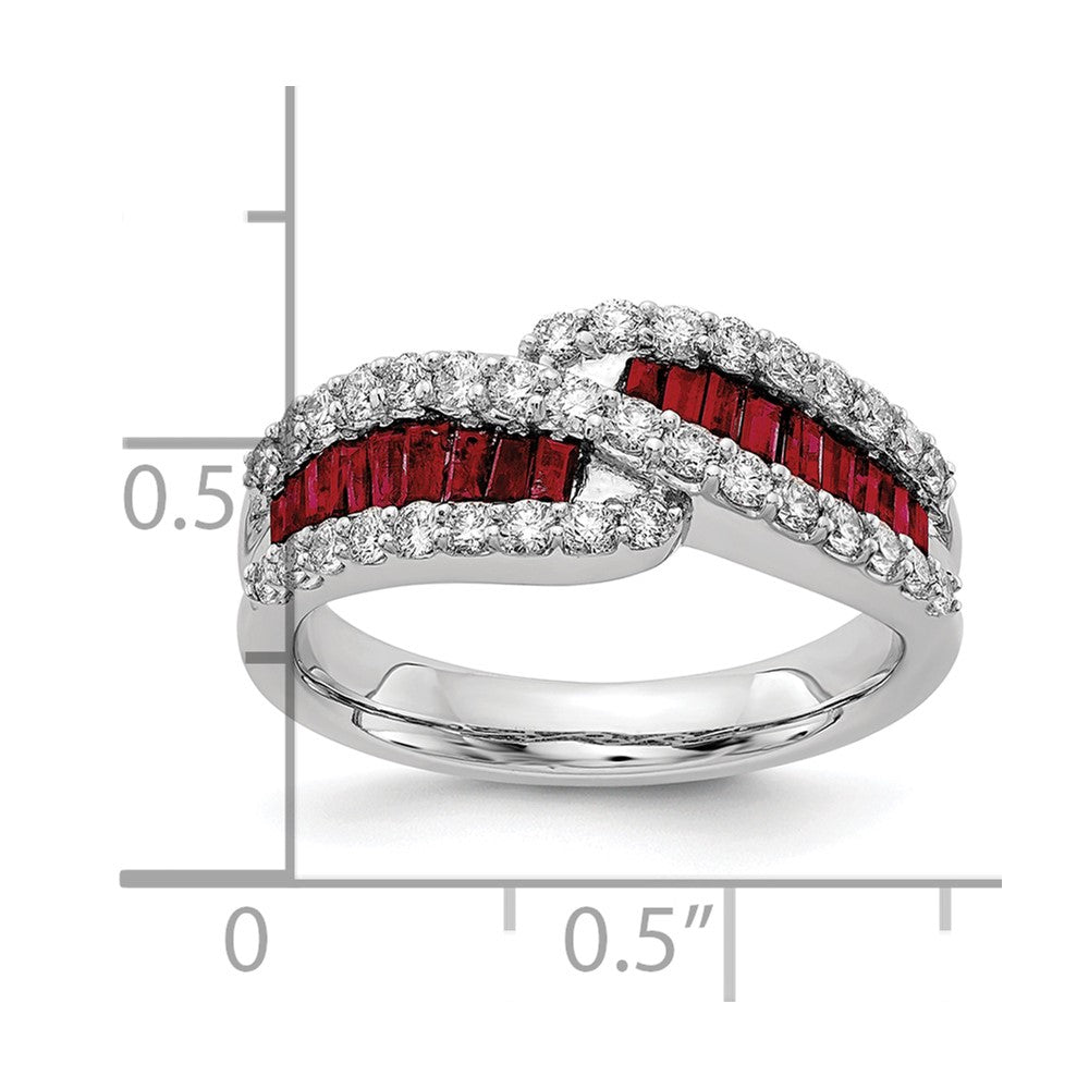 14k White Gold 5/8 Ct. Lab Grown Diamond VS/SI+ G+ and Lab Created Ruby Ring