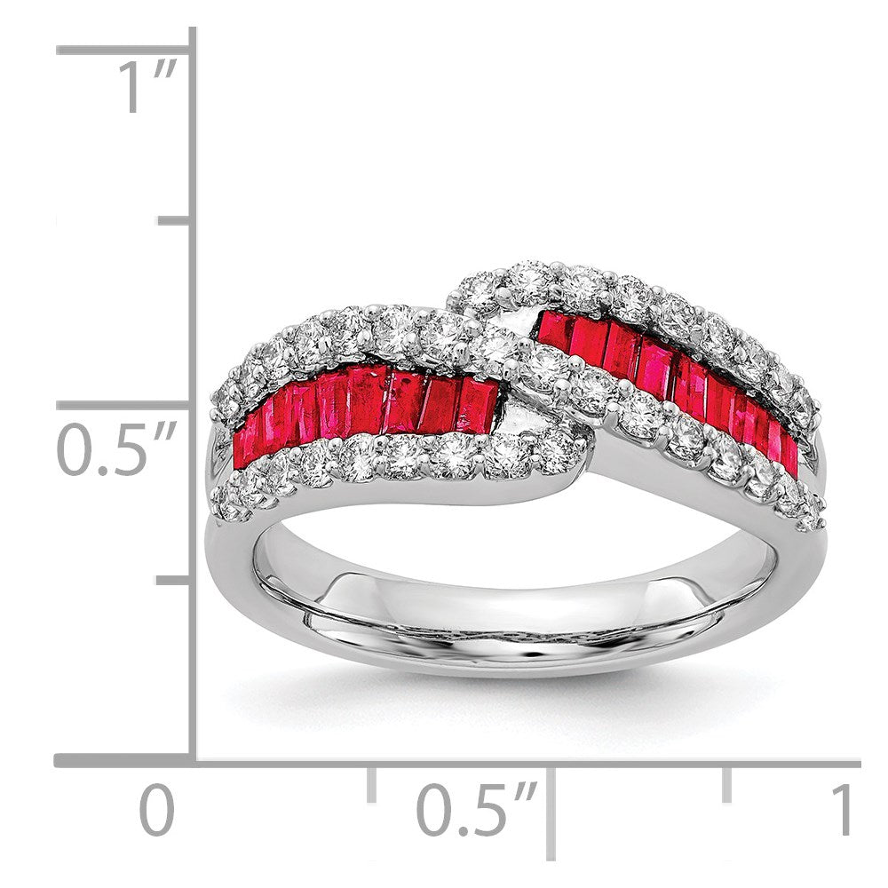 14K White Gold Ruby Diamond Ring