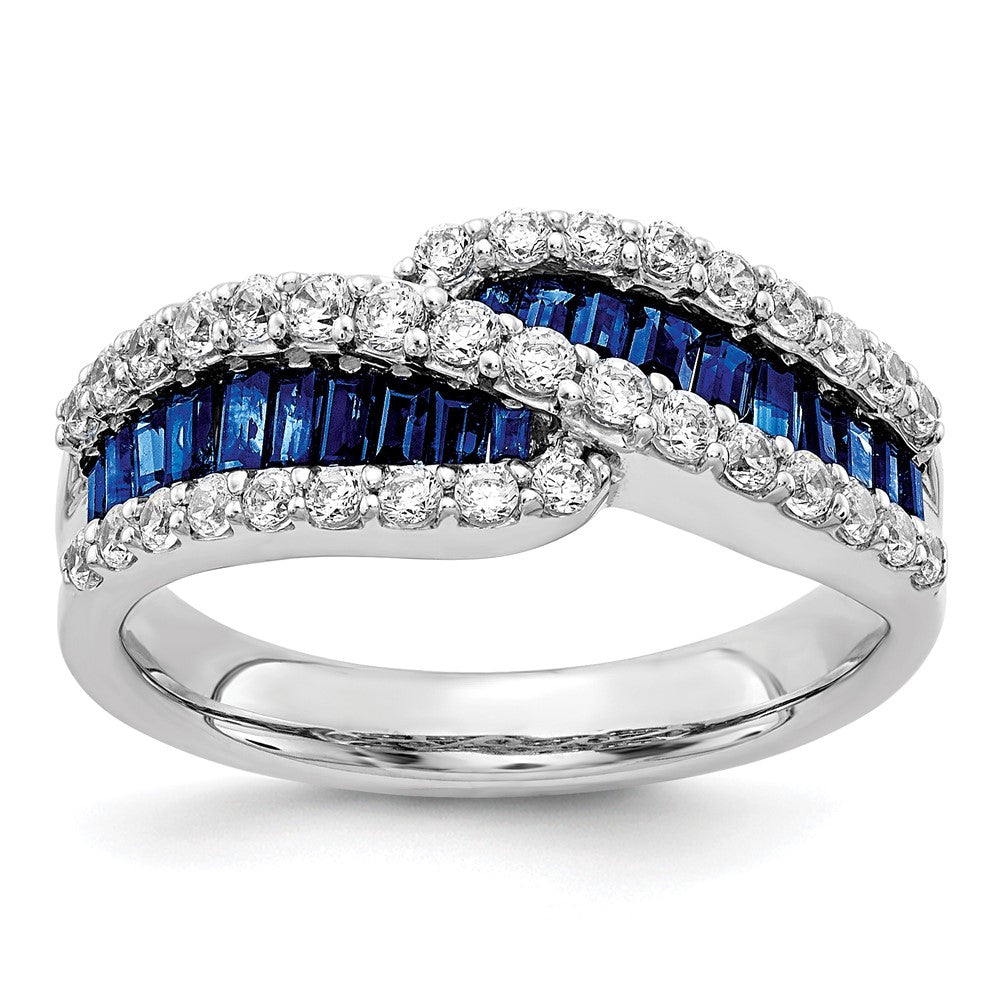14K White Gold Sapphire Diamond Ring