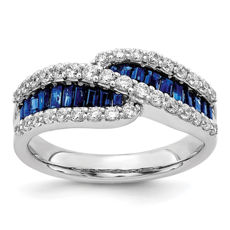 14K White Gold Sapphire Diamond Ring