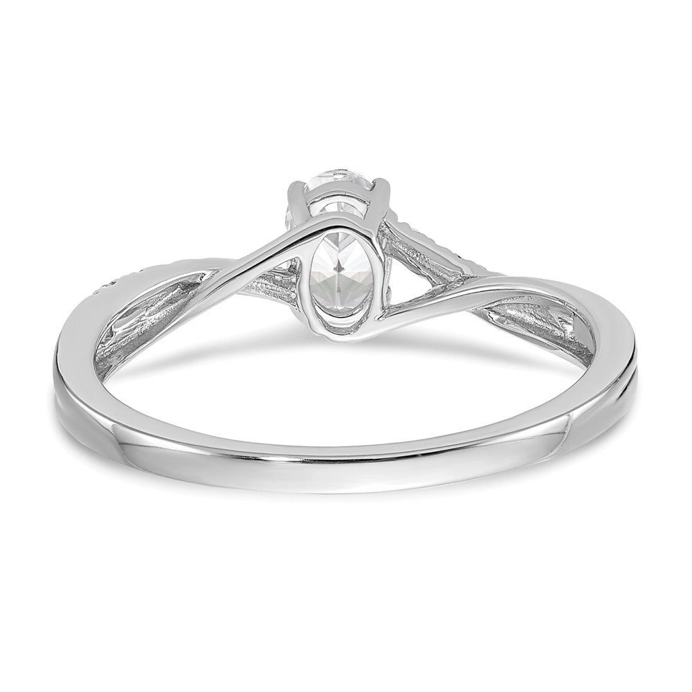 14K White Gold By Pass (Holds 3/8 Carat (5.8X3.8mm) Oval Center) 1/10 Diamond Semi Mount Engagement Ring