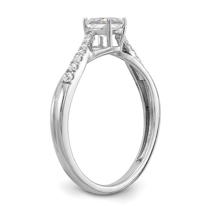 14K White Gold By Pass (Holds 3/8 Carat (5.8X3.8mm) Oval Center) 1/10 Diamond Semi Mount Engagement Ring