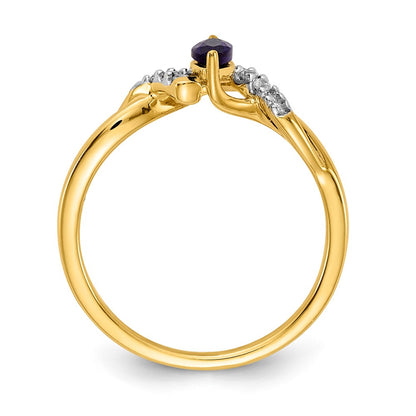 10K Yellow Gold Diamond And Marquise Sapphire Ring