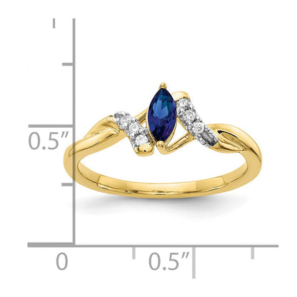 10K Yellow Gold Diamond And Marquise Sapphire Ring