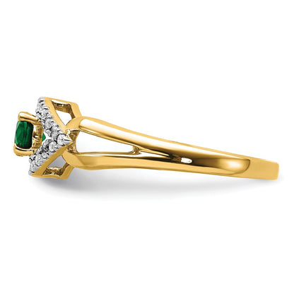 14k Yellow Gold 1/10 Ct. Lab Grown Diamond VS/SI+ G+ and Lab Created Emerald Ring