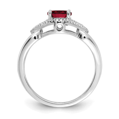 14k White Gold 1/10 Ct. Lab Grown Diamond VS/SI+ G+ and Lab Created Ruby Ring