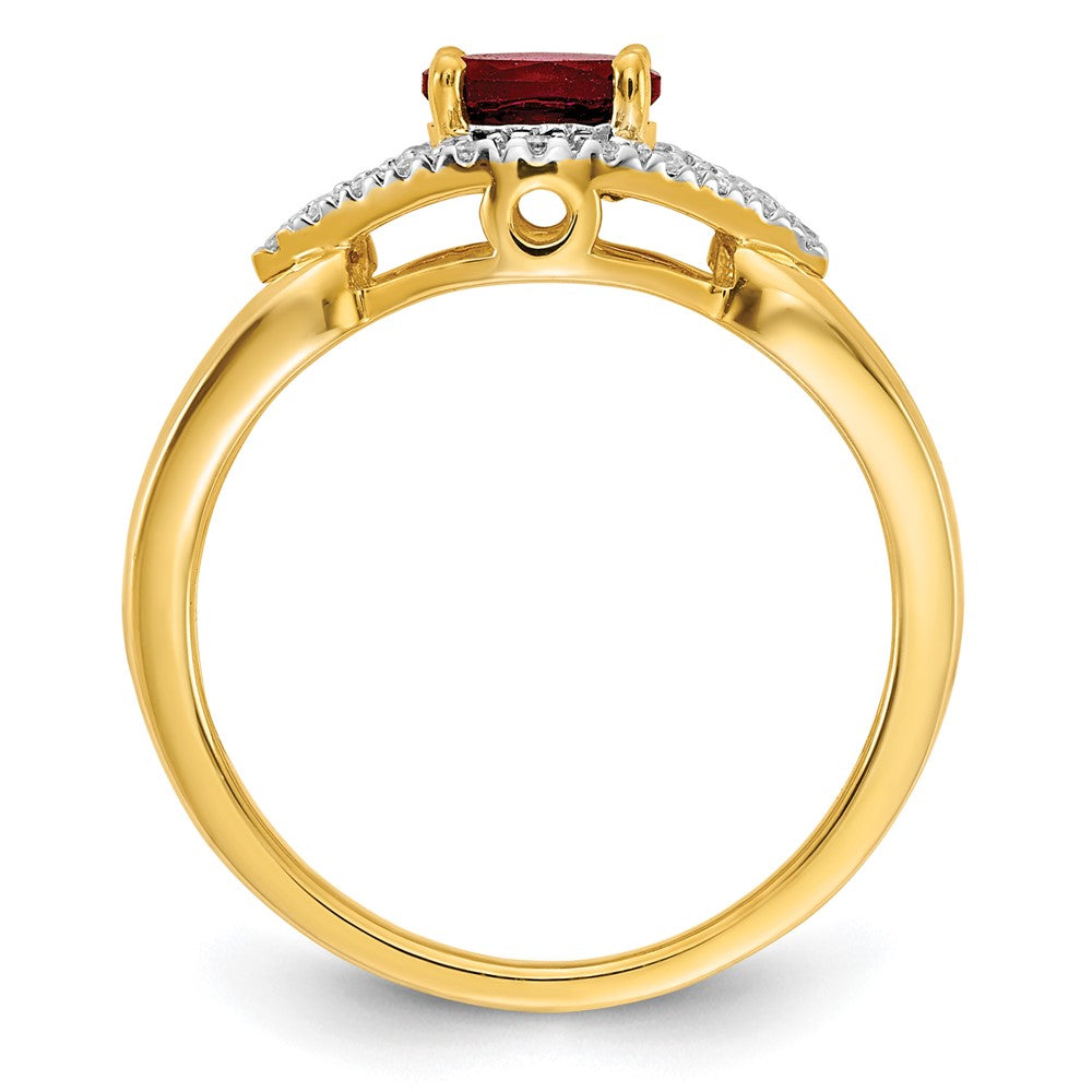 14k Yellow Gold 1/10 Ct. Lab Grown Diamond VS/SI+ G+ and Lab Created Ruby Ring