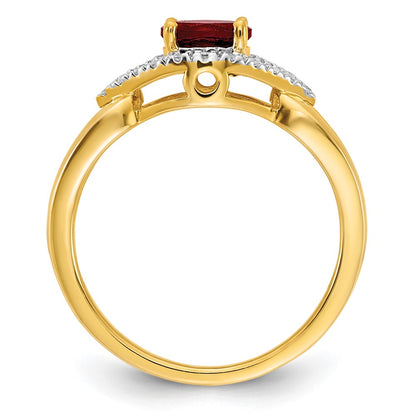 14k Yellow Gold 1/10 Ct. Lab Grown Diamond VS/SI+ G+ and Lab Created Ruby Ring