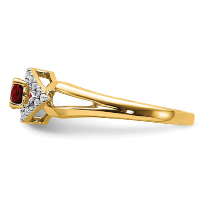 14k Yellow Gold 1/10 Ct. Lab Grown Diamond VS/SI+ G+ and Lab Created Ruby Ring