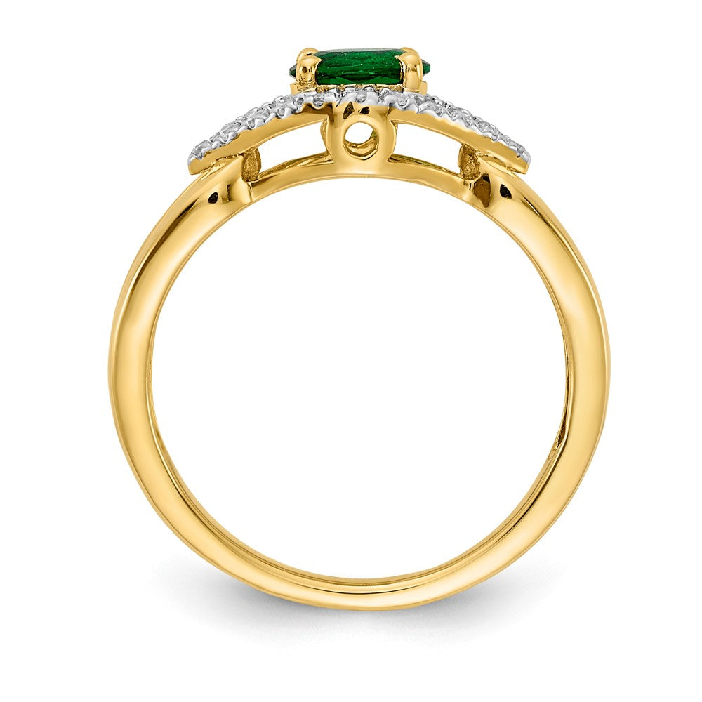 10K Yellow Gold Diamond And Emerald Ring