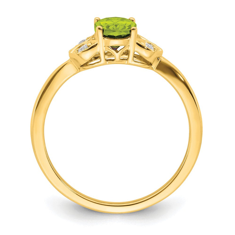 10K Yellow Gold Peridot And Diamond Ring