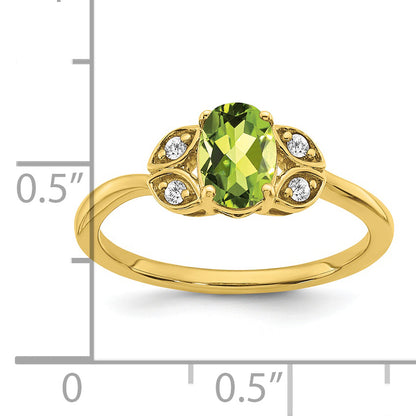 10K Yellow Gold Peridot And Diamond Ring