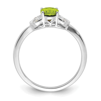 10K White Gold Peridot And Diamond Ring