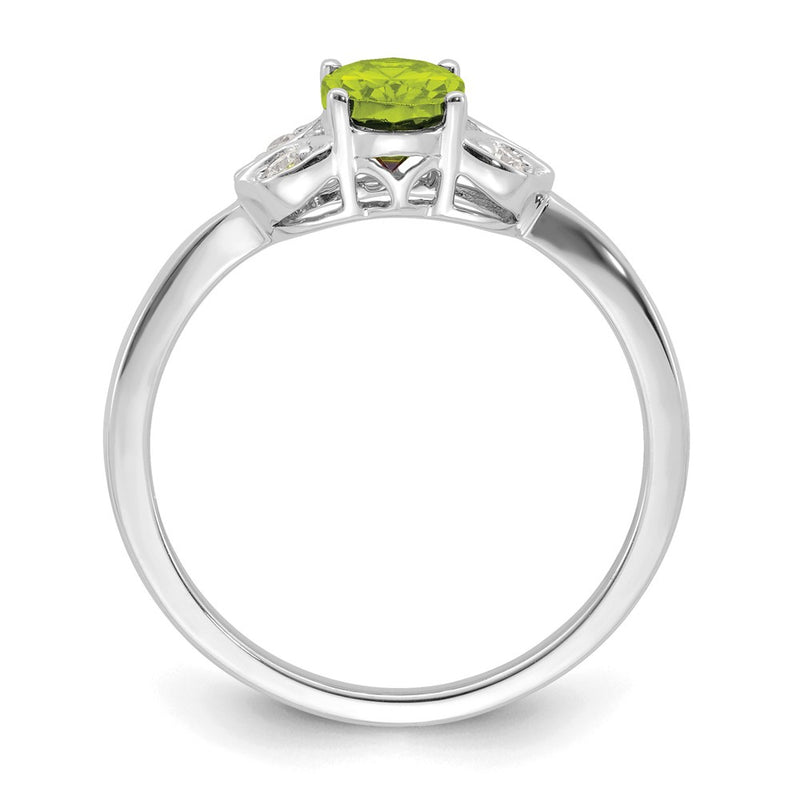10K White Gold Peridot And Diamond Ring