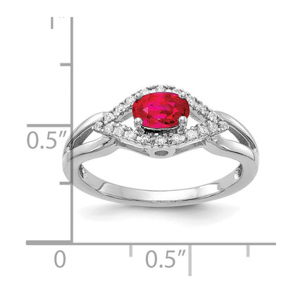 10K White Gold Diamond And Ruby Ring
