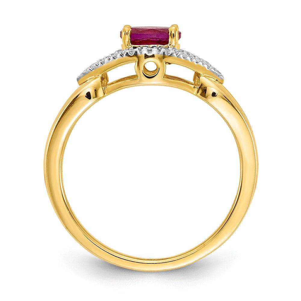 10K Yellow Gold Diamond And Ruby Ring