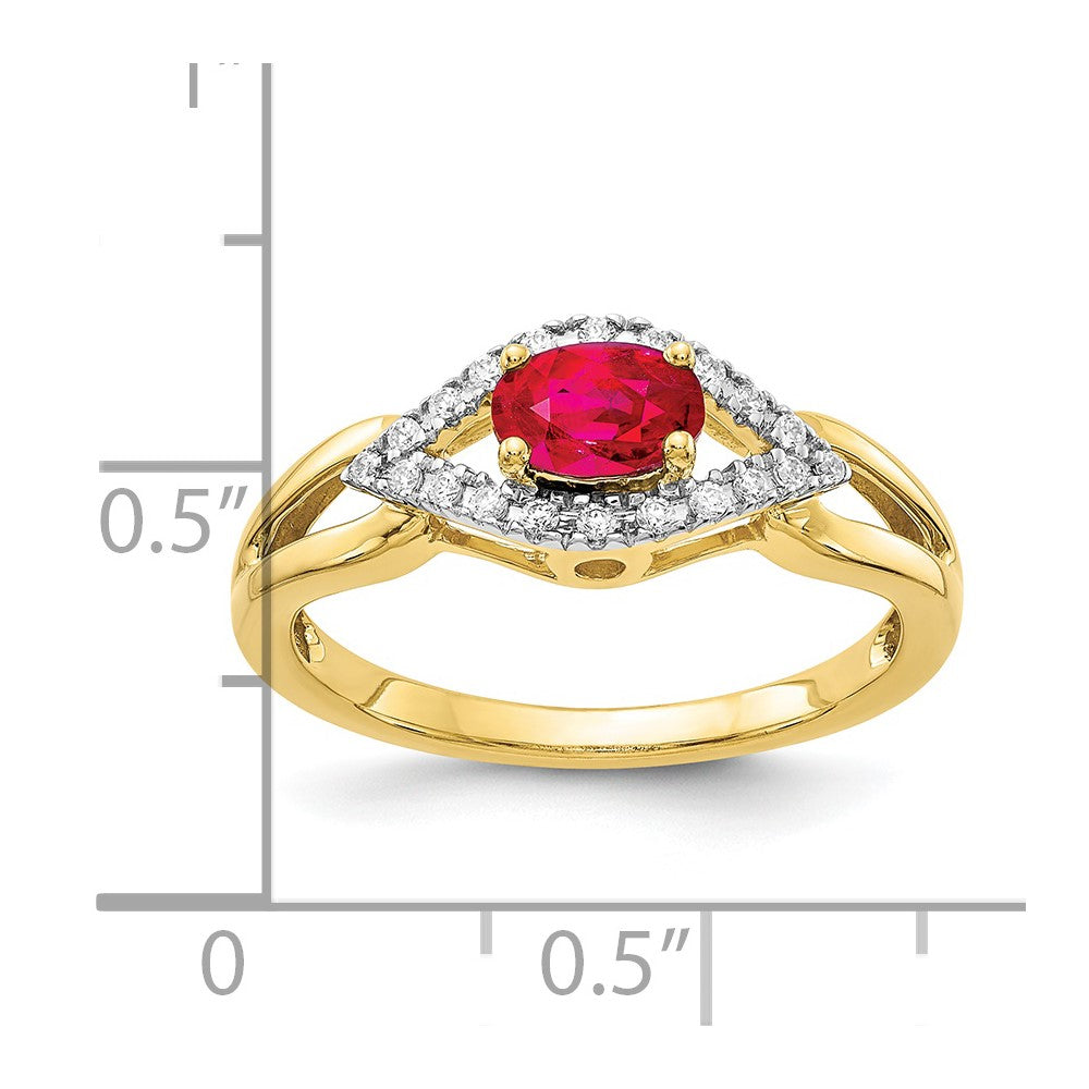 10K Yellow Gold Diamond And Ruby Ring